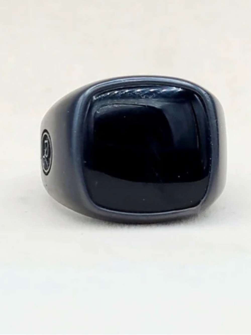David Yurman Exotic Stone Ring With Black Onyx In Black Titanium